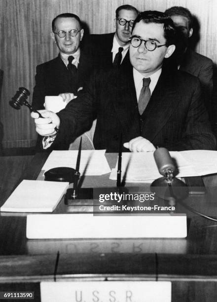 Andrei Gromyko après sa nomination à la tête du Conseil de Sécurité des Nations-Unies le 21 septembre 1946 à Lake Success, NY.