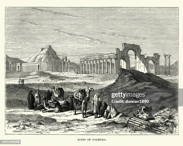 illustrazioni stock, clip art, cartoni animati e icone di tendenza di rovine di palmira - palmyra
