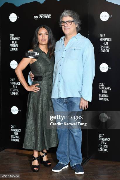 Salma Hayek and Miguel Arteta attend the Sundance London Filmmaker and Press Breakfast at Picturehouse Central on June 1, 2017 in London, England.