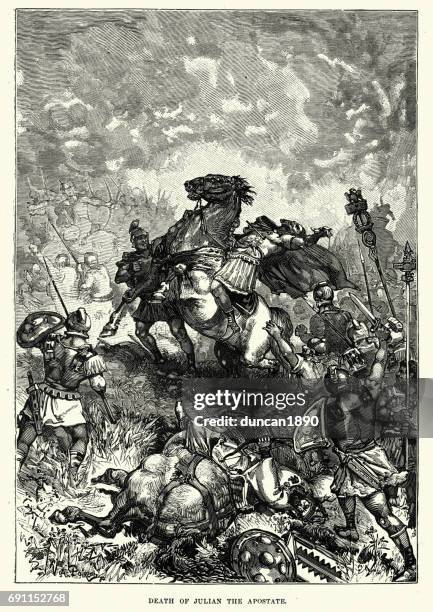 death of julian the apostate, roman emperor - emperor stock illustrations