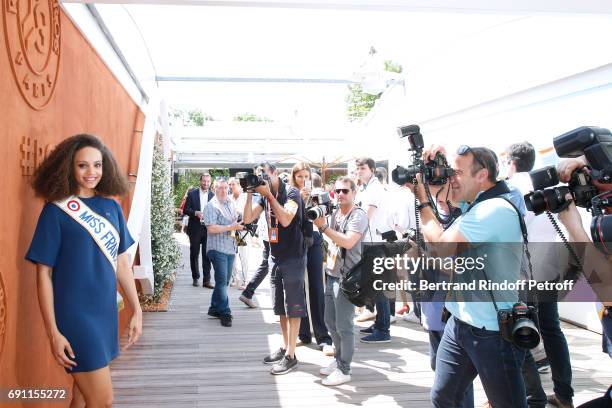 Miss france 2017, Alicia Aylies attend the 2017 French Tennis Open - Day Five at Roland Garros on June 1, 2017 in Paris, France.