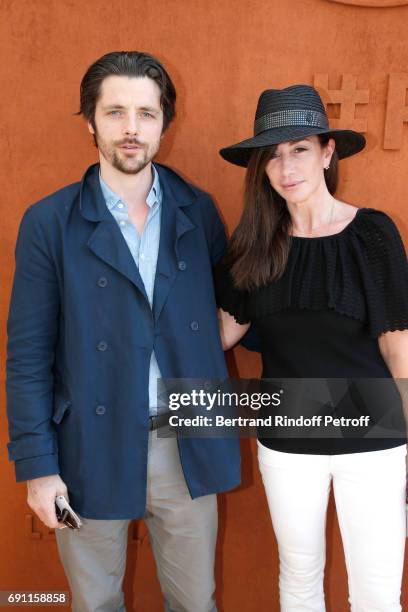 Actor Raphael Personnaz and Albane Cleret attend the 2017 French Tennis Open - Day Five at Roland Garros on June 1, 2017 in Paris, France.