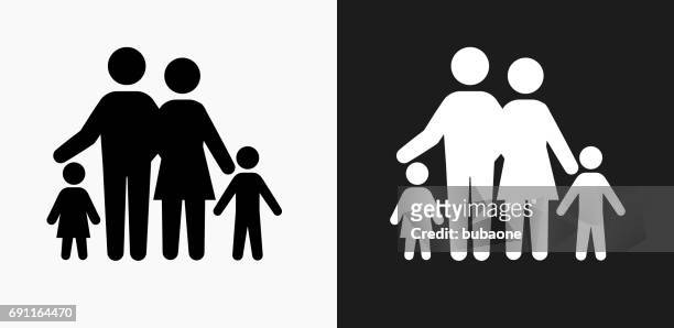 family icon on black and white vector backgrounds - clip art family stock illustrations