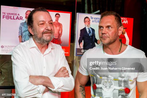 Porn director Jose Maria Ponce and porn actor Nacho Vidal attend Madrid Erotic Fair presentation at Club Swinger Trivial on June 1, 2017 in Madrid,...