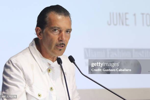 Antonio Banderas speaks at the Miami Fashion Week Master Classes at Miami Dade College on June 1, 2017 in Miami, Florida.