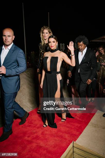 Doutzen Kroes and Eva Longoria attend the L'Oreal Paris Cinema Club party during the 70th annual Cannes Film Festival on May 24, 2017 in Cannes,...