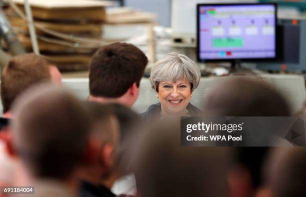 Britain's Prime Minister Theresa May attends an election campaign event at Ultima Furniture on June 1, 2017 in Pontefract, United Kingdom. All...