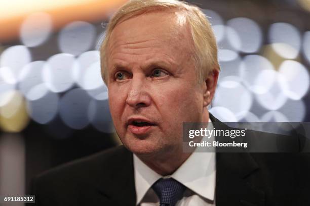 Bob Dudley, chief executive officer of BP Plc, speaks in a Bloomberg Television interview during the St. Petersburg International Economic Forum at...