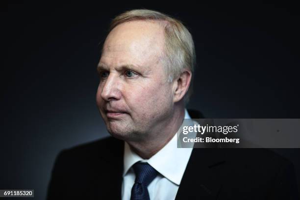 Bob Dudley, chief executive officer of BP Plc, poses for a photograph following a Bloomberg Television interview during the St. Petersburg...