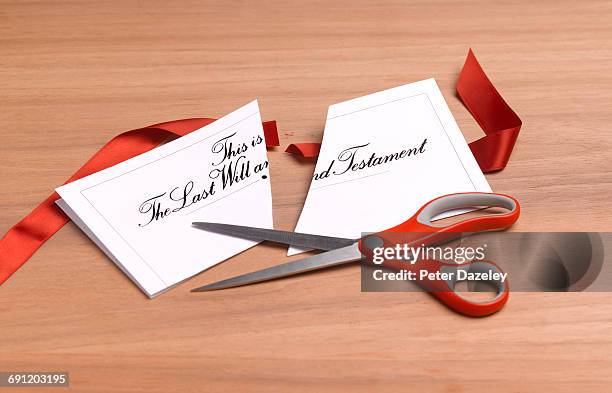 last will and testament cut in half - legal section symbol stock pictures, royalty-free photos & images