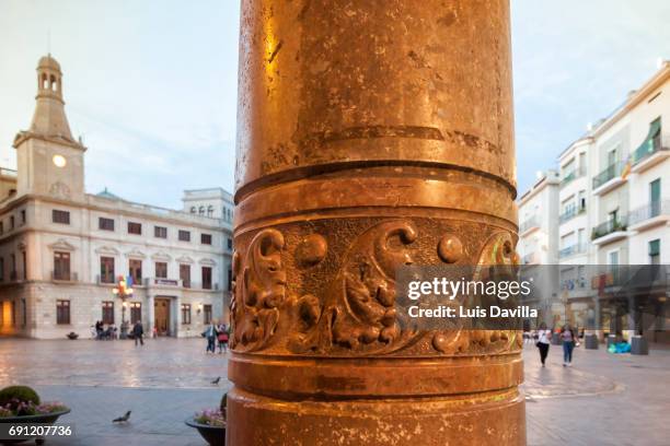 market square from navas house column. reus. spain - reus spain stock pictures, royalty-free photos & images