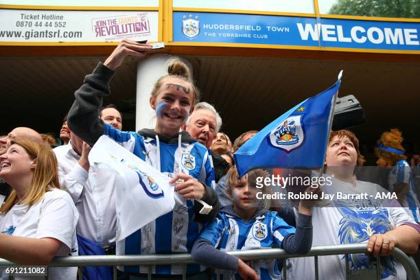 Huddersfield town fans on May 30, 2017 in Huddersfield, England.