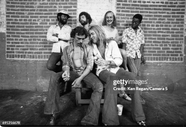 The Allman Brothers Band are photographed at home in August 1975. CREDIT MUST READ: Ken Regan/Camera 5 via Contour by Getty Images.
