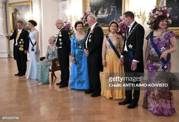 President of Finland Sauli Niinisto, his wife Jenni Haukio, Queen Margrethe of Denmark, King Carl XVI Gustaf of Sweden, Queen Silvia of Sweden, King...