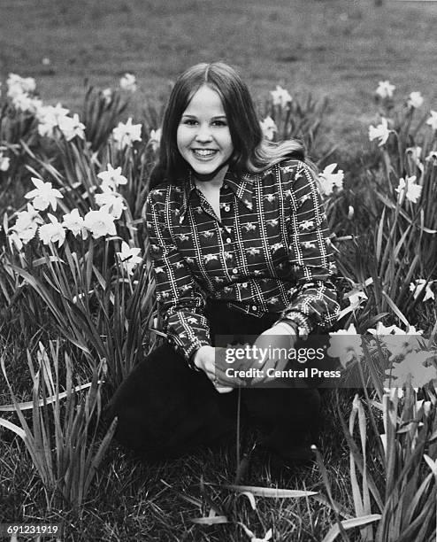 American actress Linda Blair in Kensington Gardens, London, 24th March 1974. She plays the demon-possessed Regan MacNeil in the 1973 film 'The...