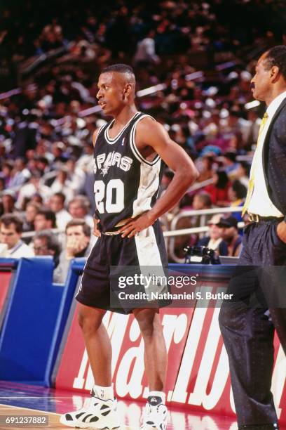 Chris Whitney of the San Antonio Spurs looks on during the game against the New York Knicks circa 1994 at Madison Square Garden in New York City....