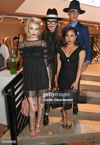 Francesca Merricks, Joshua Kane, Jet Luna and Jimmy Q attend the Perfect Ten Exhibition in association with Tanqueray No. TEN at Harvey Nichols on...