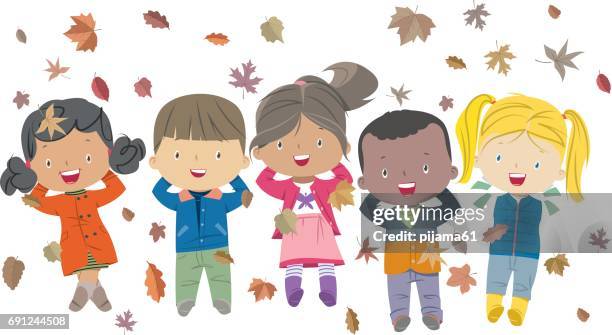 autmn kids - boy falling down stock illustrations