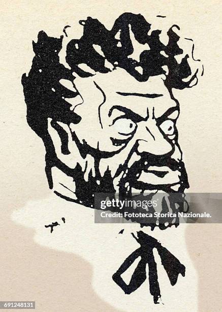 Filippo Turati the most prominent exponent of the reformist current to the Leghorn Congress. Caricature by Pietro Ciuffo, aka Cip from the "L'Ordine...