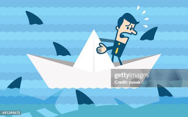 swimming in dangerous water - shipwreck vector stock illustrations