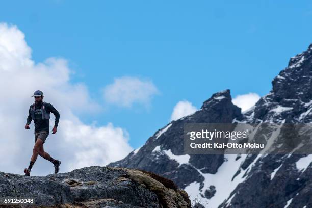 Rob Krar from Canada testing the course for The Arctic Triple - Lofoten Ultra on June 1, 2017 in Svolvar, Norway. The Arctic Triple - Lofoten Ultra...