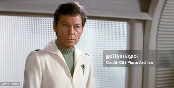 DeForest Kelley as Dr. Leonard "Bones" McCoy in the movie, "Star Trek II: The Wrath of Khan." Release date, June 4, 1982. Image is a screen grab.
