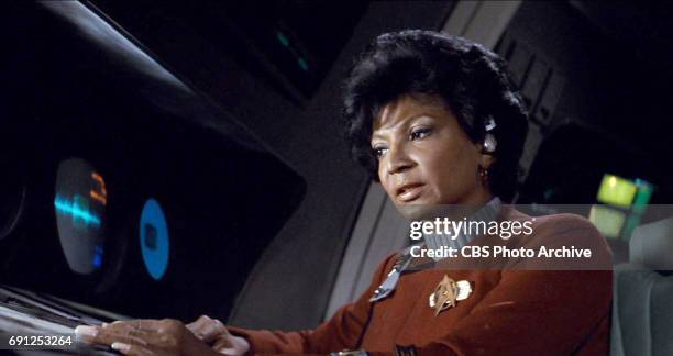 Nichelle Nichols as Commander Uhura in the movie, "Star Trek II: The Wrath of Khan." Release date, June 4, 1982. Image is a screen grab.
