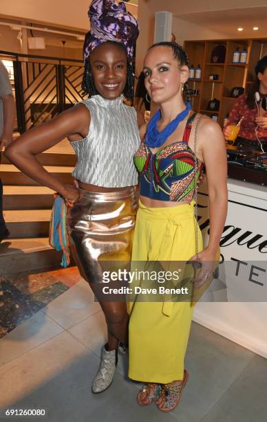 Shingai Shoniwa and Sara Menitra attend the Perfect Ten Exhibition in association with Tanqueray No. TEN at Harvey Nichols on June 1, 2017 in London,...