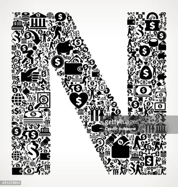 letter n money and finance black and white icon background - financi��n stock illustrations
