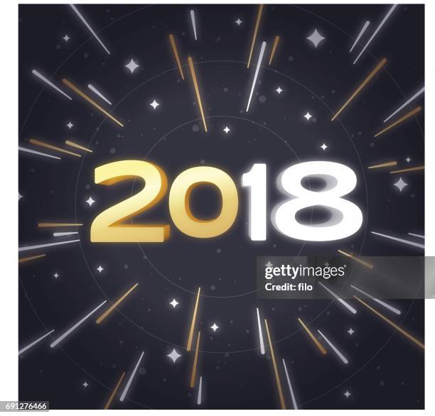 frohes neues jahr 2018 - hitzefrei stock-grafiken, -clipart, -cartoons und -symbole