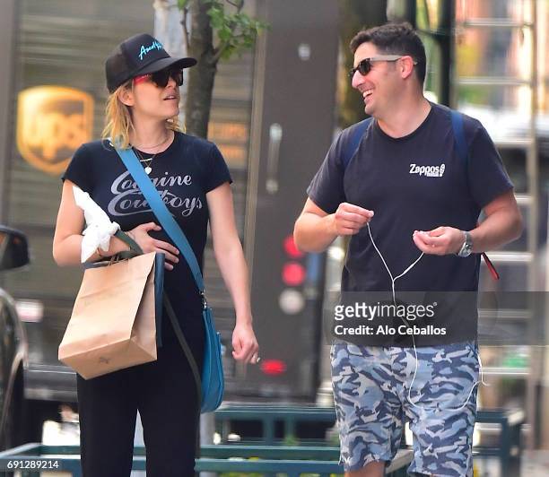 Jenny Mollen and Jason Biggs are seen in Tribeca on June 1, 2017 in New York City.