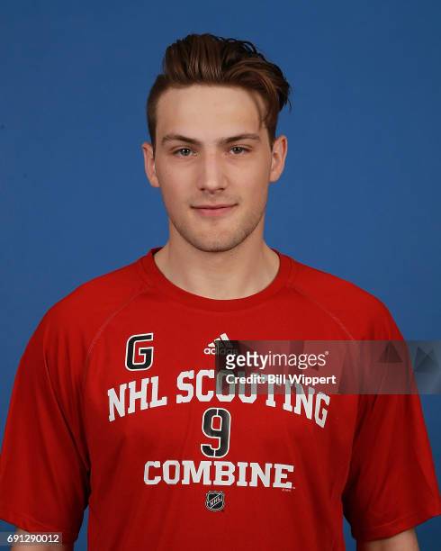Stuart Skinner poses for a headshot at the NHL Combine at HarborCenter on June 1, 2017 in Buffalo, New York.
