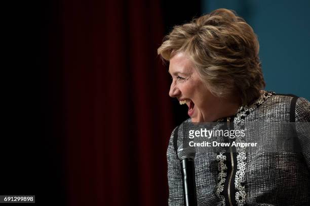 Former U.S. Secretary of State and 2016 presidential candidate Hillary Clinton laughs while speaking during BookExpo 2017 at the Jacob K. Javits...