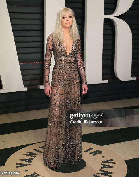 Portia Doubleday attends the 2017 Vanity Fair Oscar Party hosted by Graydon Carter at Wallis Annenberg Center for the Performing Arts on February 26,...