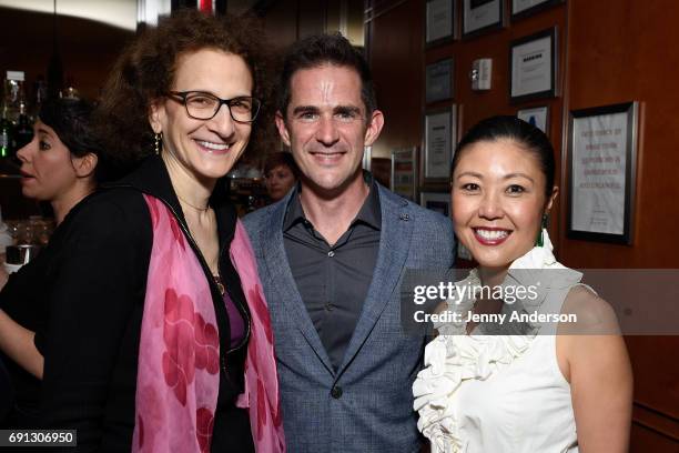 Natasha Katz and Andy Blankenbuehler and Mimi Lien attend Designed To Celebrate: A Toast To The 2017 Tony Awards Creative Arts Nominees at The Lamb's...