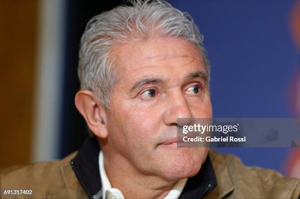 Jorge Burruchaga Manager of Argentina looks on during the presentation of Jorge Sampaoli as new Argentina coach at Argentine Football Association...