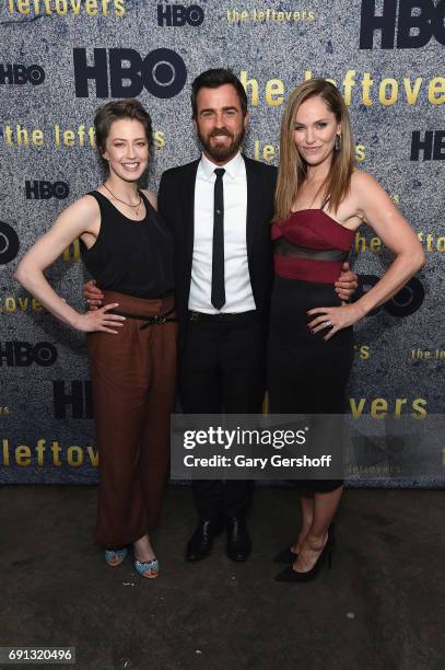 Actors Carrie Coon, Justin Theroux and Amy Brenneman attend "The Leftovers" screening at Metrograph on June 1, 2017 in New York City.