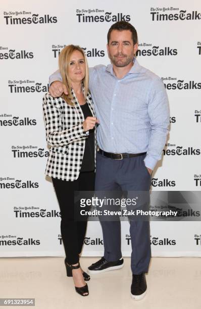 Samantha Bee and Jason Jones attend TimesTalks with Samantha Bee & Jason Jones at New School's Tischman Auditorium on June 1, 2017 in New York City.