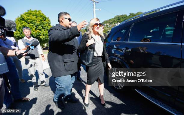 Mercedes Corby leaves tweed heads local court on June 2, 2017 in Gold Coast, Australia. Mercedes Corby is challenging an apprehended violence which...