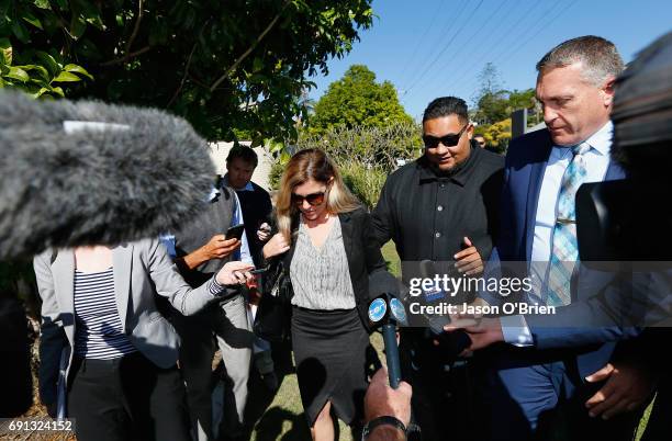 Mercedes Corby leaves Tweed Heads local Court on June 2, 2017 in Gold Coast, Australia. Mercedes Corby is challenging an apprehended violence which...