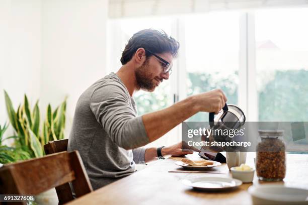 must have coffee for the day ahead - coffee plunger stock pictures, royalty-free photos & images