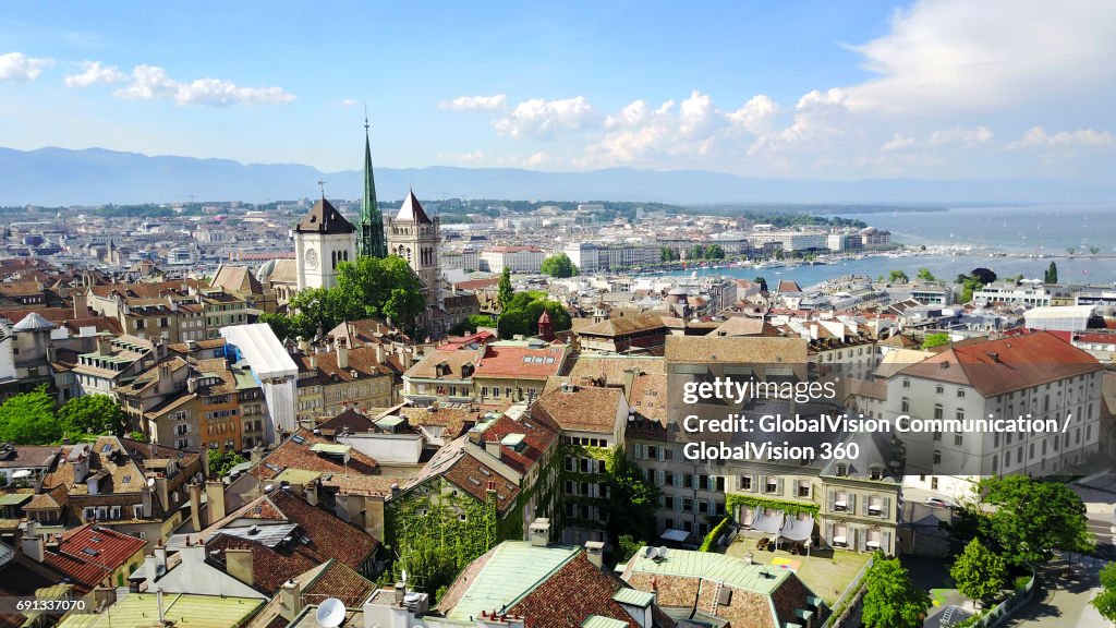 Aerial View of the Old Town of Geneva