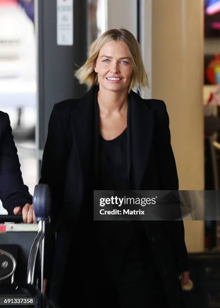 Lara Worthington arrives into Sydney on May 31, 2017 in Sydney, Australia.