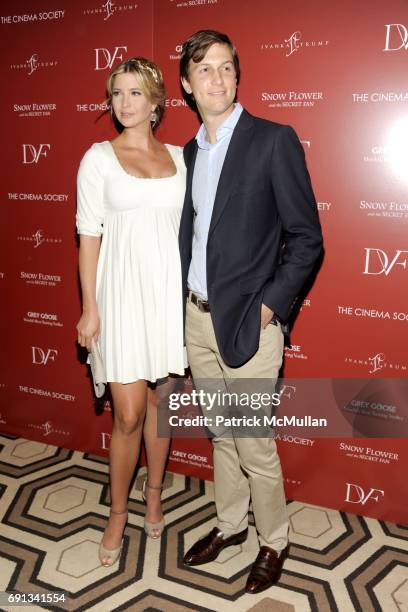 Ivanka Trump and Jared Kushner attend the THE CINEMA SOCIETY with IVANKA TRUMP JEWELRY & DIANE VON FURSTENBERG host a screening of "SNOW FLOWER AND...