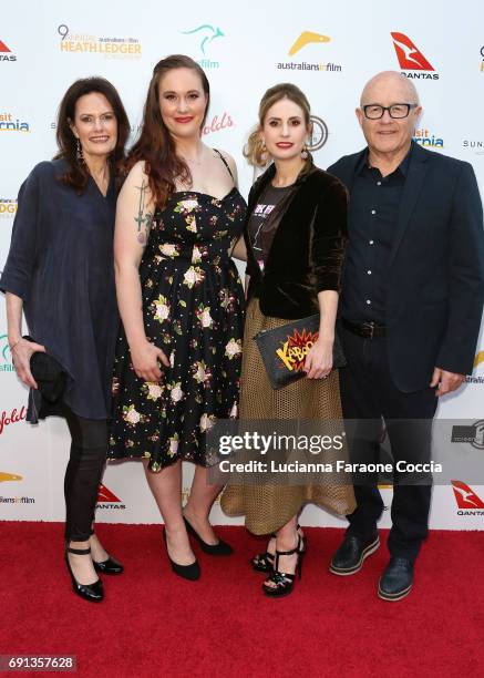 Sally Bell, Ashleigh Bell, Kate Ledger, and Kim Ledger attend the 9th Annual Australians In Film Heath Ledger Scholarship Dinner at Sunset Marquis...