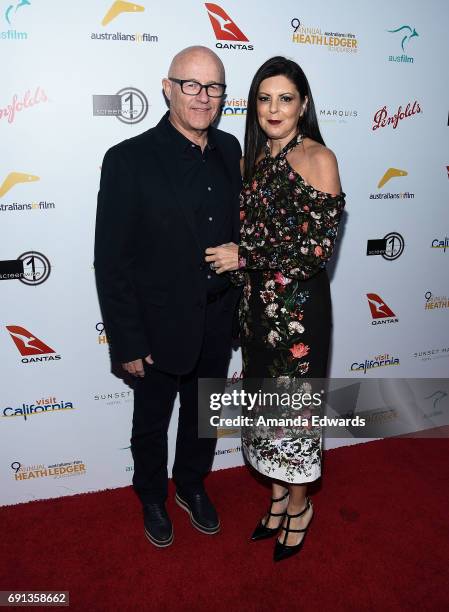 Actor Heath Ledger's father Kim Ledger and Emma Brown arrive at The 9th Annual Australians In Film Heath Ledger Scholarship Dinner at the Sunset...