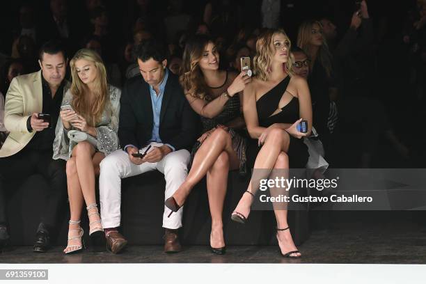 Felipe Viel, Clarissa Molina and Daniela Di Giacomo seen front row at the Silvia Tcherassi Show during Miami Fashion Week at Ice Palace Film Studios...