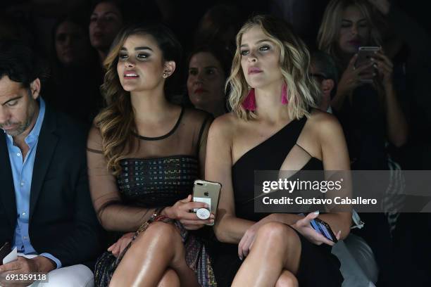 Clarissa Molina and Daniela Di Giacomo seen front row at the Silvia Tcherassi Show during Miami Fashion Week at Ice Palace Film Studios on June 1,...