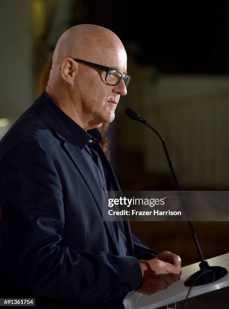 Kim Ledger speaks onstage during the 9th Annual Australians In Film Heath Ledger Scholarship Dinner at Sunset Marquis Hotel on June 1, 2017 in West...