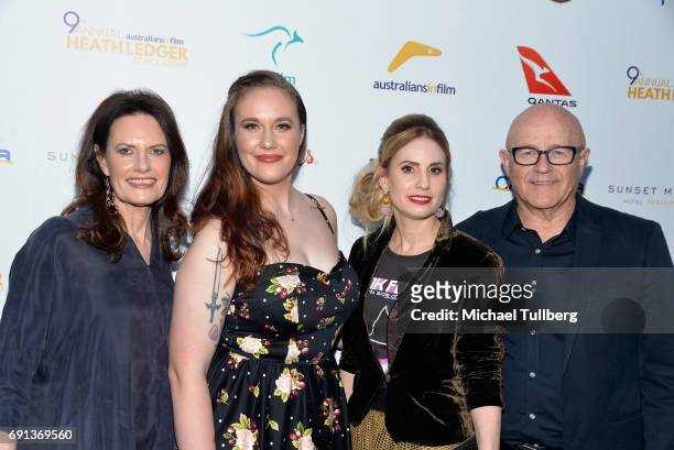 Sally Bell, Ashleigh Bell, Kate Ledger, and Kim Ledger attend the 9th Annual Australians In Film Heath Ledger Scholarship Dinner at Sunset Marquis...